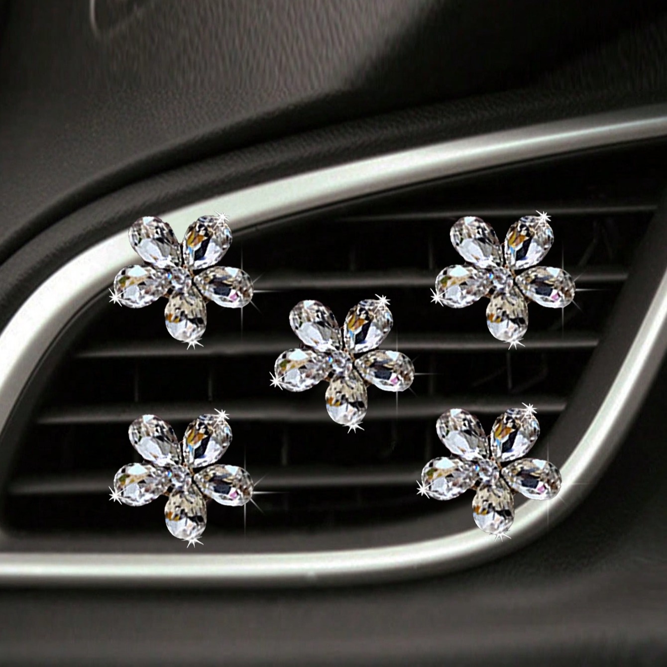 5Pcs Bling Crystal Flower Car  - Car Accessories Must Have ulasan dan harga